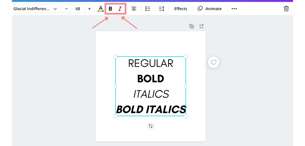 How to bold and italicize Canva fonts