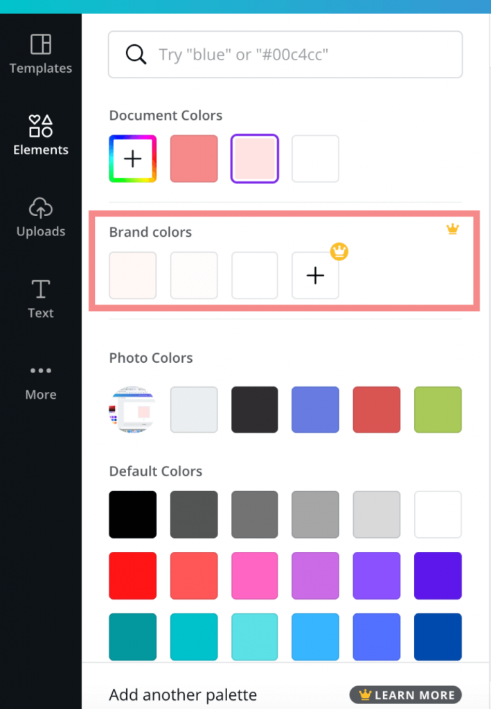 brand colors on Canva
