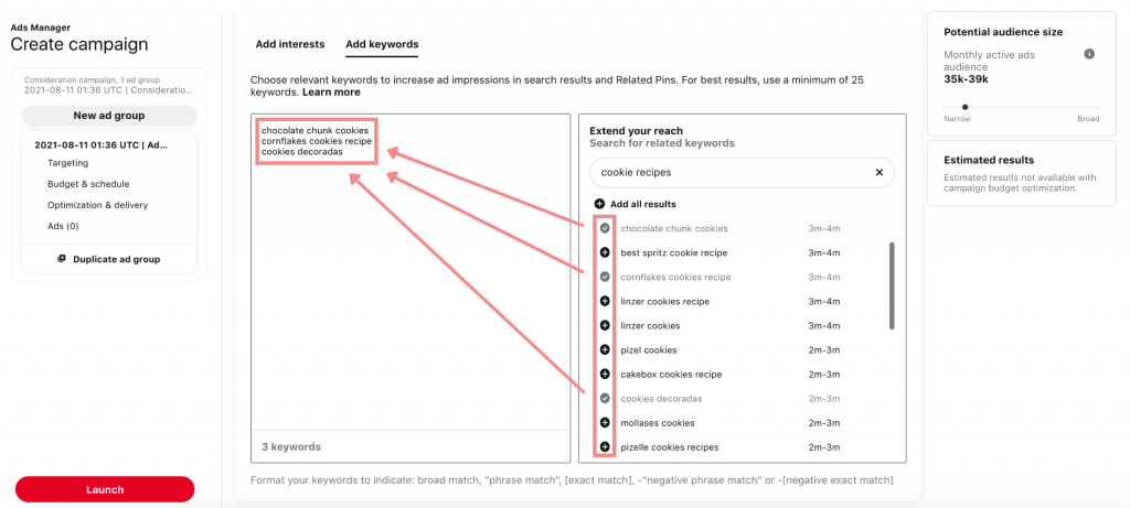 Keyword List Pinterest Ads