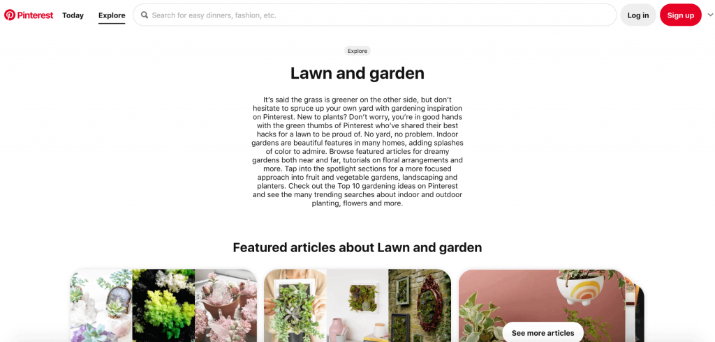 Lawn and garden Pinterest category page