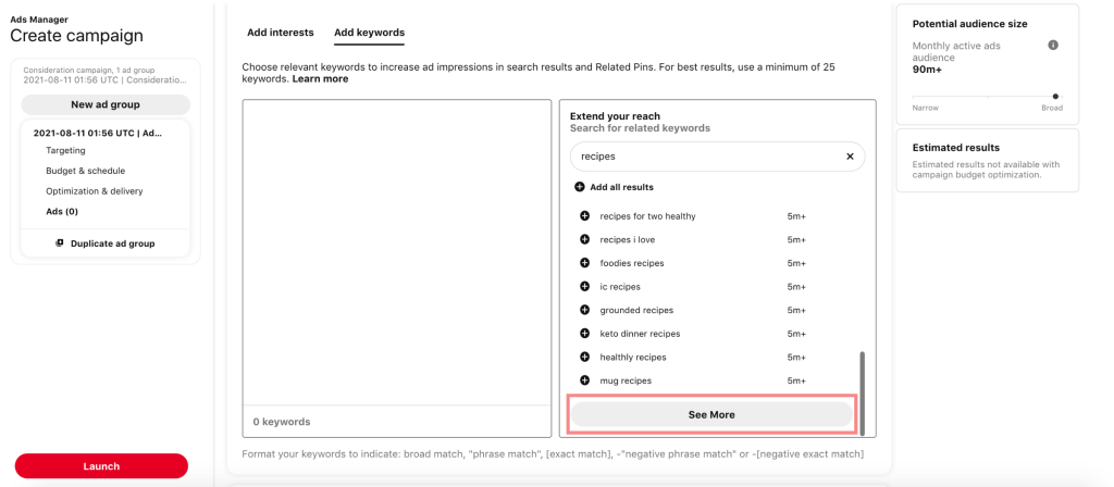 More Keywords With Pinterest Ads
