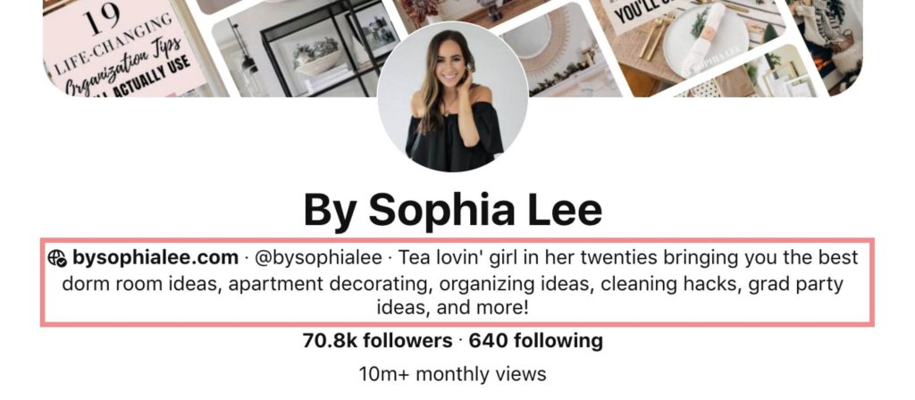 Pinterest profile description example