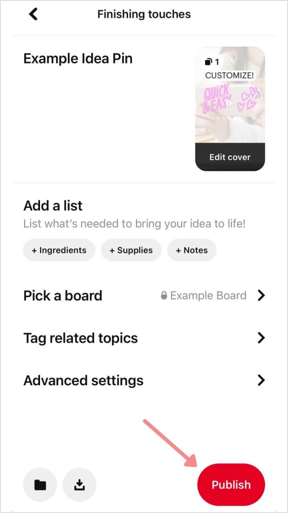 publish Idea pins on Pinterest mobile