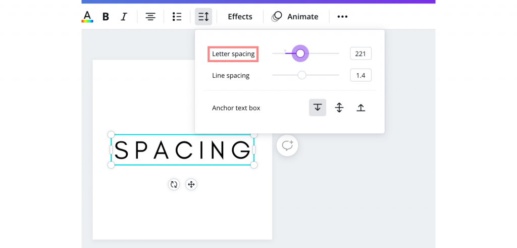 Letter spacing in Canva