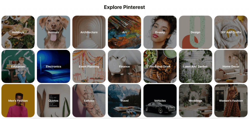 Pinterest category page