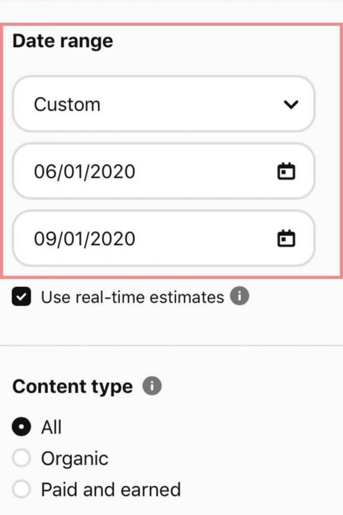 edit dates Pinterest analytics