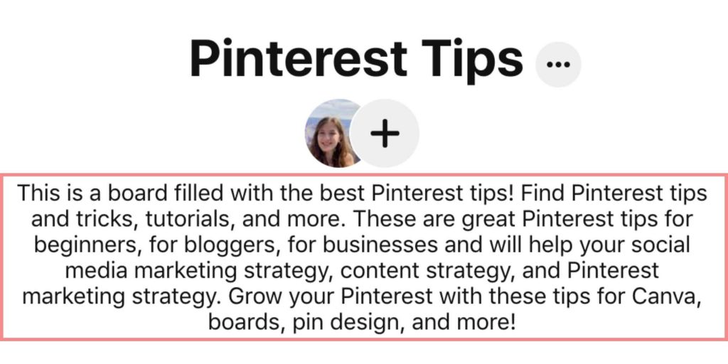 Pinterest board description example