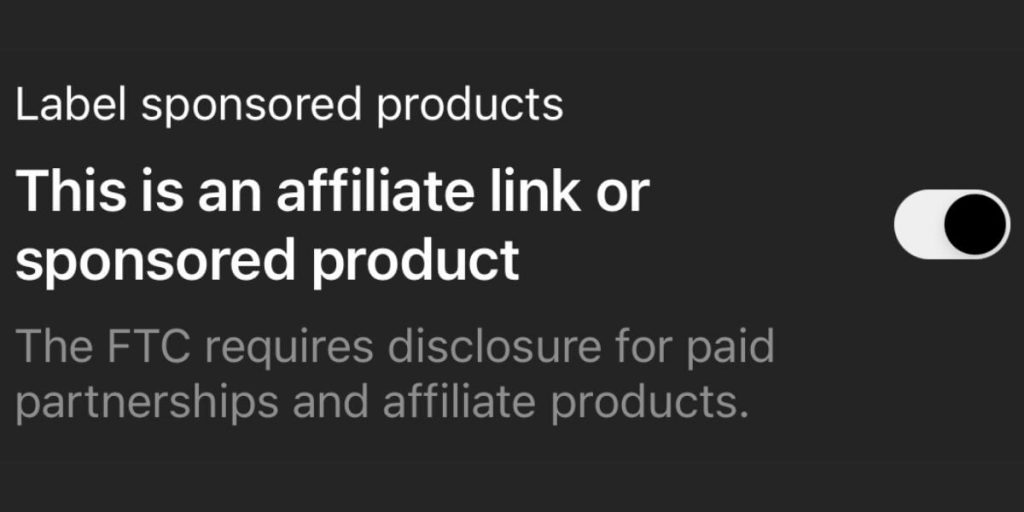 Idea Pin affiliate disclosure