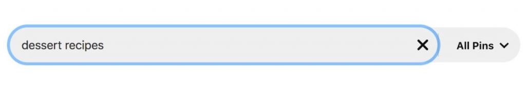 Pinterest search example