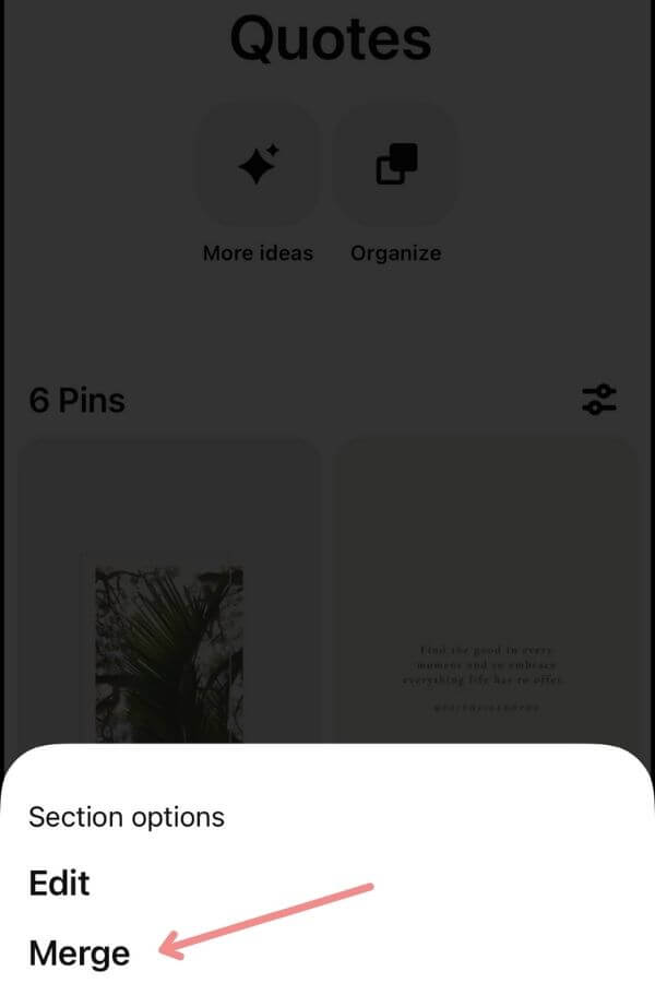 merge Pinterest sections