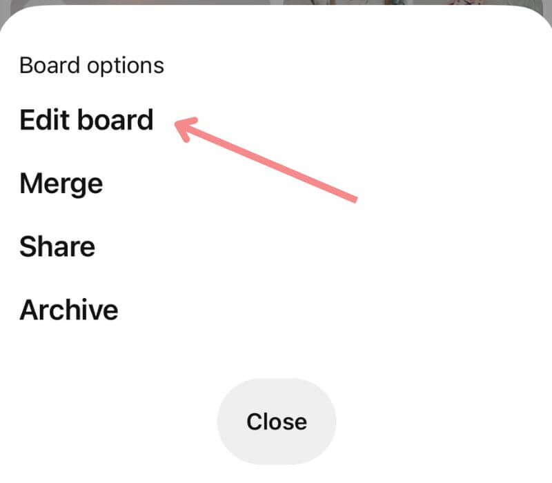 Pinterest edit board mobile
